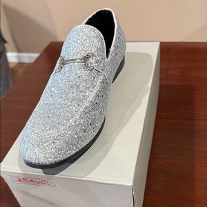 Elegant Silver Glitter Loafers